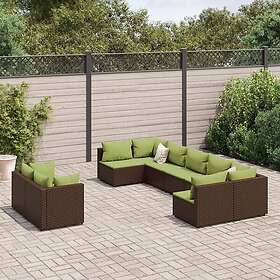 vidaXL Loungegrupp för trädgården med dynor 9 delar konstrotting brun 3308302