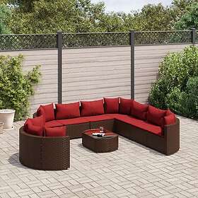 vidaXL Loungegrupp 10 delar med brun dynor konstrotting 3308413
