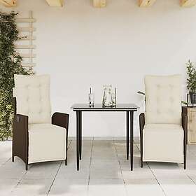 vidaXL Matgrupp för trädgården med dynor 3 delar konstrottning brun 3213406