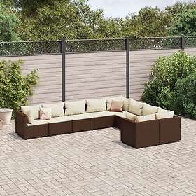 vidaXL Loungegrupp för trädgården med dynor 9 delar konstrotting brun 3308313