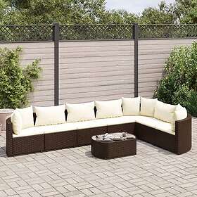 vidaXL Loungegrupp för trädgården med dynor 8 delar brun konstrotting 3308385
