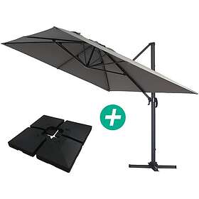 Habitat et Jardin Parasol déporté Alu 4 Rectangle 3 x m Gris Dalles incluses