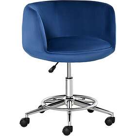 Vinsetto Chaise de bureau ergonomique chromé hauteur réglable pivotante piètement velours revêtement grand confort bleu roi