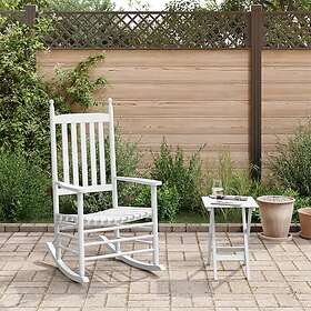 vidaXL Gungstol med hopfällbart bord vit massivt poppelträ 3281257