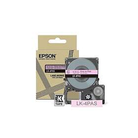 Epson LK-4PAS grå text rosa tejp 12mm (original)
