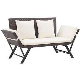 vidaXL Garden Bench with Cushions Brown 176 cm Faux Rattan 317182