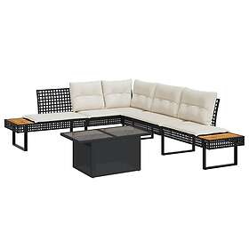 vidaXL Loungegrupp med dynor 2 delar svart konstrotting glas 3277494
