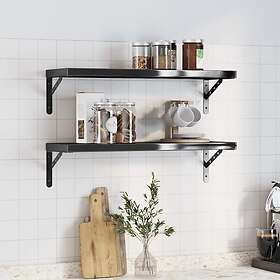 vidaXL Vägghyllor 2 st 75x23,5x3 cm svart rostfritt stål 30292