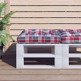 vidaXL Palldyna rödrutiga 58x58x10 cm tyg 360913