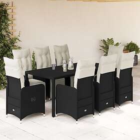 vidaXL Caféset med dynor 9 delar konstrotting svart 3277140