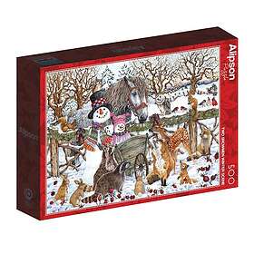 Alipson Puzzle Snömannens vinterscen 500 Bitar