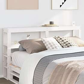 vidaXL Huvudgavel med hyllor vit 150 cm massiv furu 850882