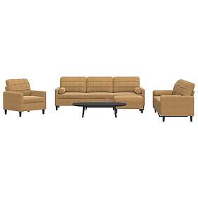 vidaXL Soffgrupp med dynor och bolster 4 delar brun sammet 3278468