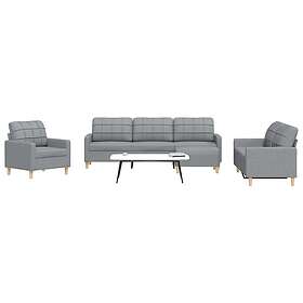 vidaXL Soffgrupp med fotpall 4 delar ljusgrå tyg 3278295