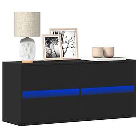 vidaXL Väggmonterad tv-bänk LEDs svart 100x31x45 cm 852293