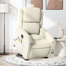 vidaXL Elektrisk massagefåtölj med uppresningshjälp gräddvit sammet 3204342