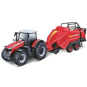 Bburago Massey Ferguson 8740S with Bale Lifter Tractor 10 cm