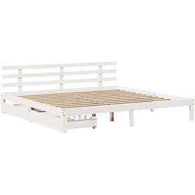 vidaXL Sängram med lådor vit 200x200 cm massiv furu
