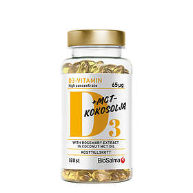 Biosalma D3-vitamin 65µg i MCT-kokosolja 180 kapslar