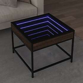 vidaXL Soffbord med Infinity LEDs brun ek 50x50x41 cm