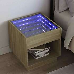 vidaXL Sängbord med Infinity LEDs sonoma-ek 50x50x50 cm