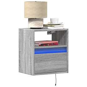vidaXL Wall-mounted Nightstand with LED Lights Grey Sonoma 819658
