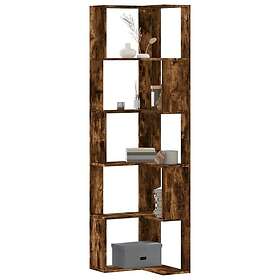 vidaXL Bokhylla hörn 5 hyllplan rökfärgad ek 50x50x179 cm