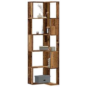 vidaXL Bokhylla hörn 5 hyllplan åldrat trä 50x50x179cm konstruerat trä