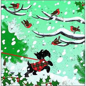 Snow Scottie Dog and Robins Advent Calendar 160 x 160 mm
