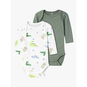 name it Body Long Sleeve Sleeve Wild Lime Dino 2-Pack