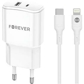 Forever TC-01-20AC USB/USB-C 20W med Lightning Kabel QC PD