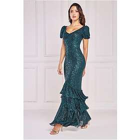 Goddiva Sequin Tiered Hem Maxi Dress