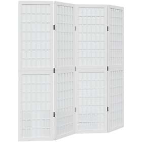 vidaXL Rumsavdelare 4 paneler massivt kejsarträ vit
