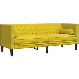 vidaXL Chesterfieldsoffa med bolsterkuddar 3-sits gul sammet