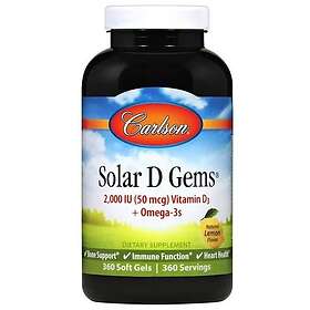 Carlson Labs Solar D Gems 2000 IU Natural Lemon 360 softgels