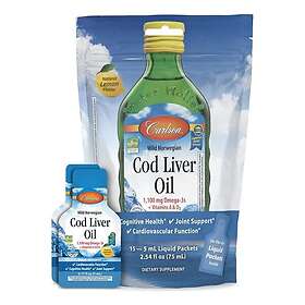Carlson Labs Wild Norwegian Cod Liver Oil 1100mg Natural Lemon (Pouch of Packets) 15 x 5ml