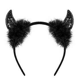 Djävulshorn med glitter Svart