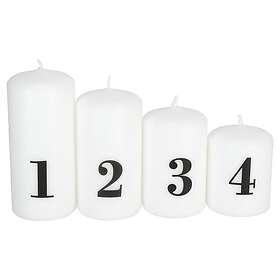 Clas Ohlson Blockljus Advent, 4-pack stearinljus med siffror