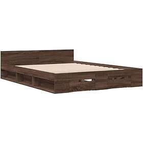 vidaXL Sängram med lådor brun ek 120x190 cm konstruerad trä