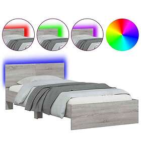 vidaXL Sengeramme med hodegavl og LED grå sonoma 100x200 cm