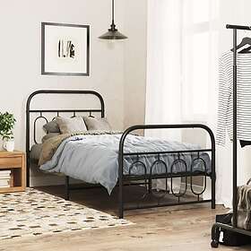 vidaXL Sängram med huvudgavel och fotgavel svart metall 90x190 cm