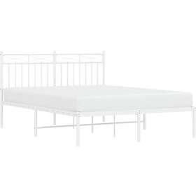 vidaXL Sängram med huvudgavel metall vit 135x190 cm