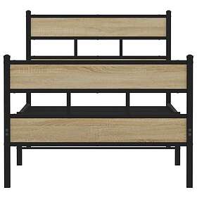 vidaXL Sängram utan madrass metall sonoma-ek 107x203 cm