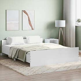 vidaXL Sängram med huvudgavel och fotgavel vit 140x200 cm