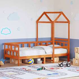 vidaXL Dagbädd med tak vaxad brun 90x200 cm massiv furu