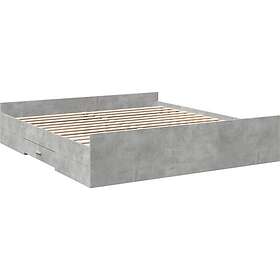 vidaXL Sängram med lådor betonggrå 200x200 cm konstruerat trä