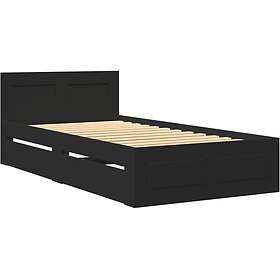 vidaXL Sängram med huvudgavel utan madrass svart 90x190 cm