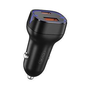 XO Billaddare 1X USB 1x USB-C PD QC 3,0 20W CC37 Svart