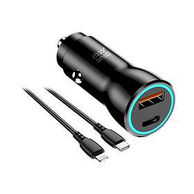 Blue Star Billaddare 25W USB C Kabel USB-C Till Lightning Svart