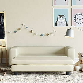 vidaXL Barnsoffa med fotpall gräddvit 100x50x30 cm konstläder